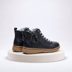 Women's Casual Ankle Boots with Lace-Up Detail - Black