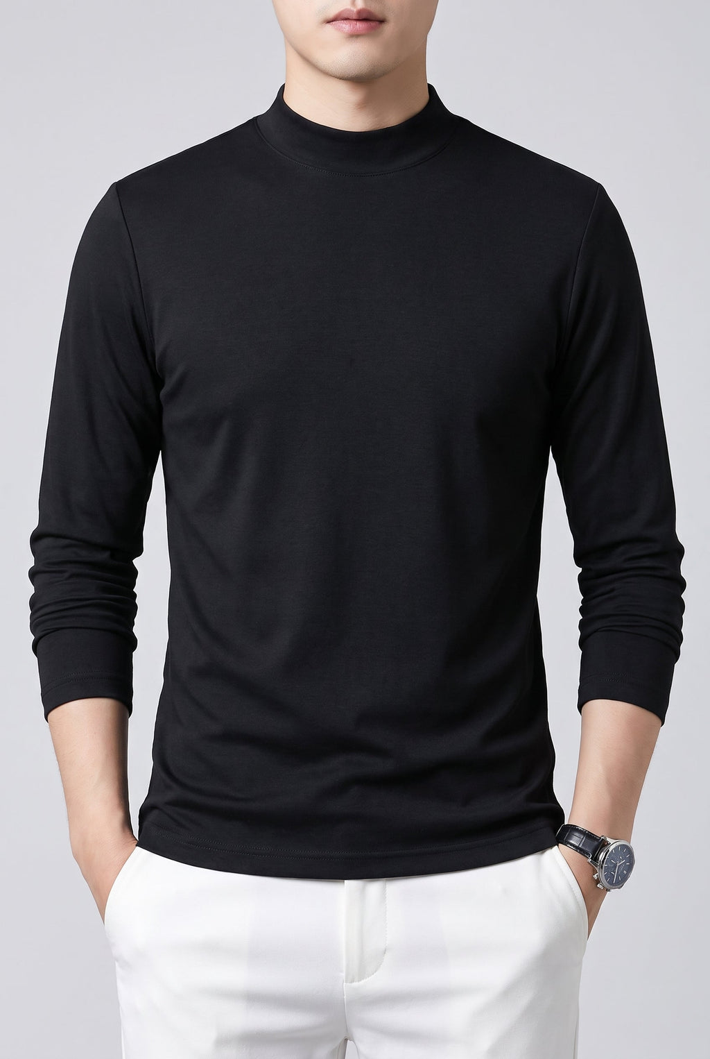 Men's Sleek Long Sleeve Shirt - Black