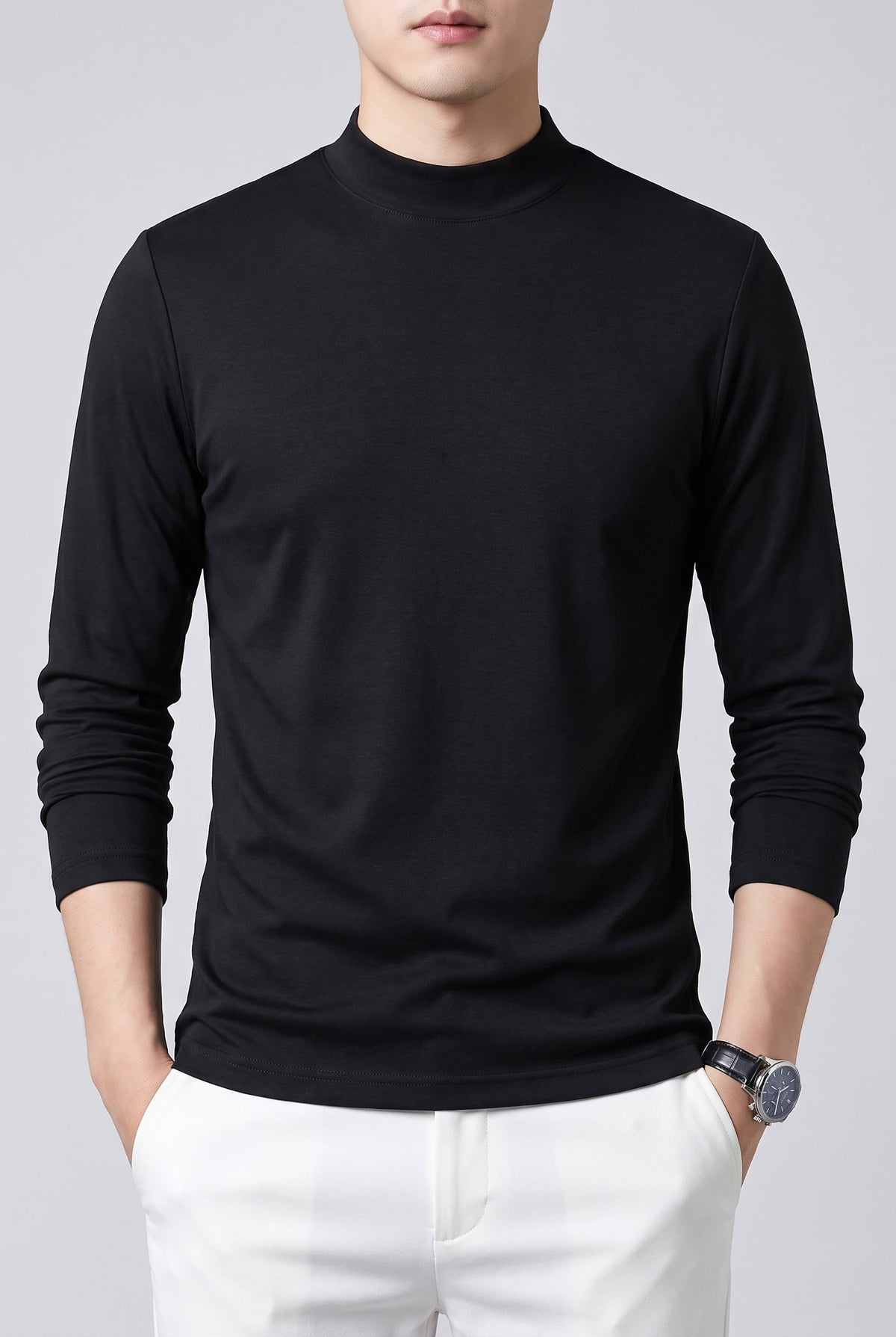 Men's Sleek Long Sleeve Shirt - Black