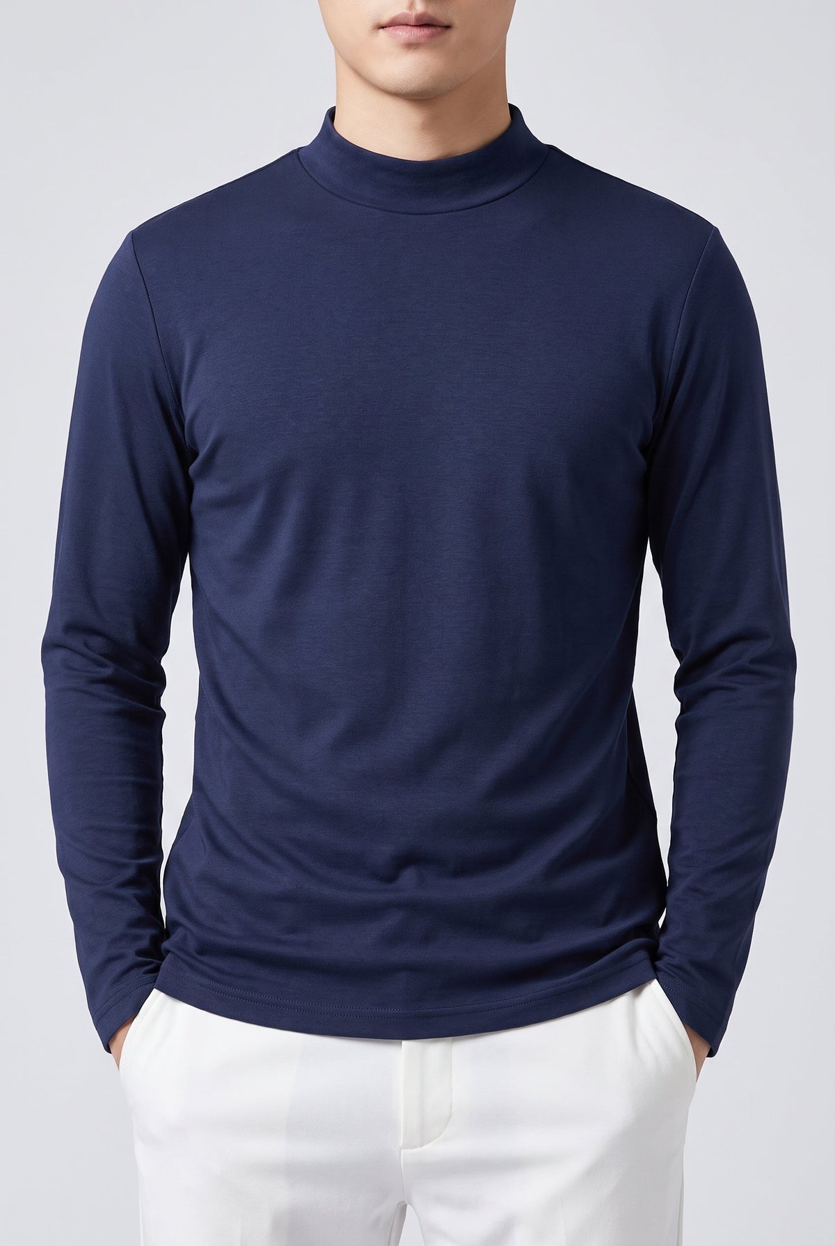 Men's Sleek Long Sleeve Shirt - Dark Blue