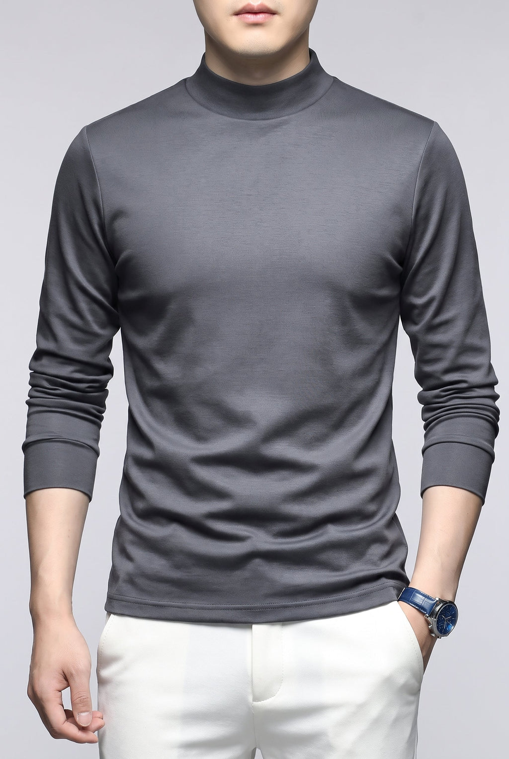 Men's Sleek Long Sleeve Shirt - Gray