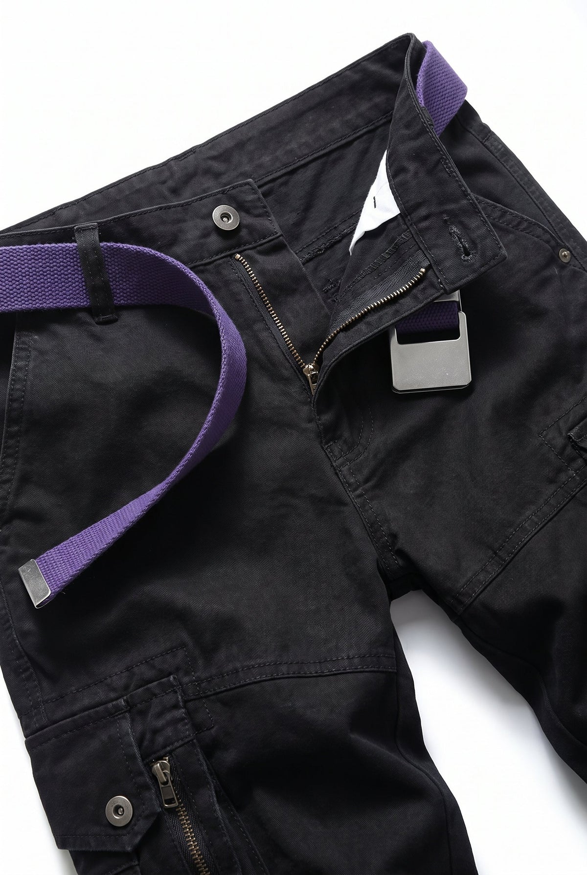 Men's Utility Cargo Pants with Belt - detail closeup