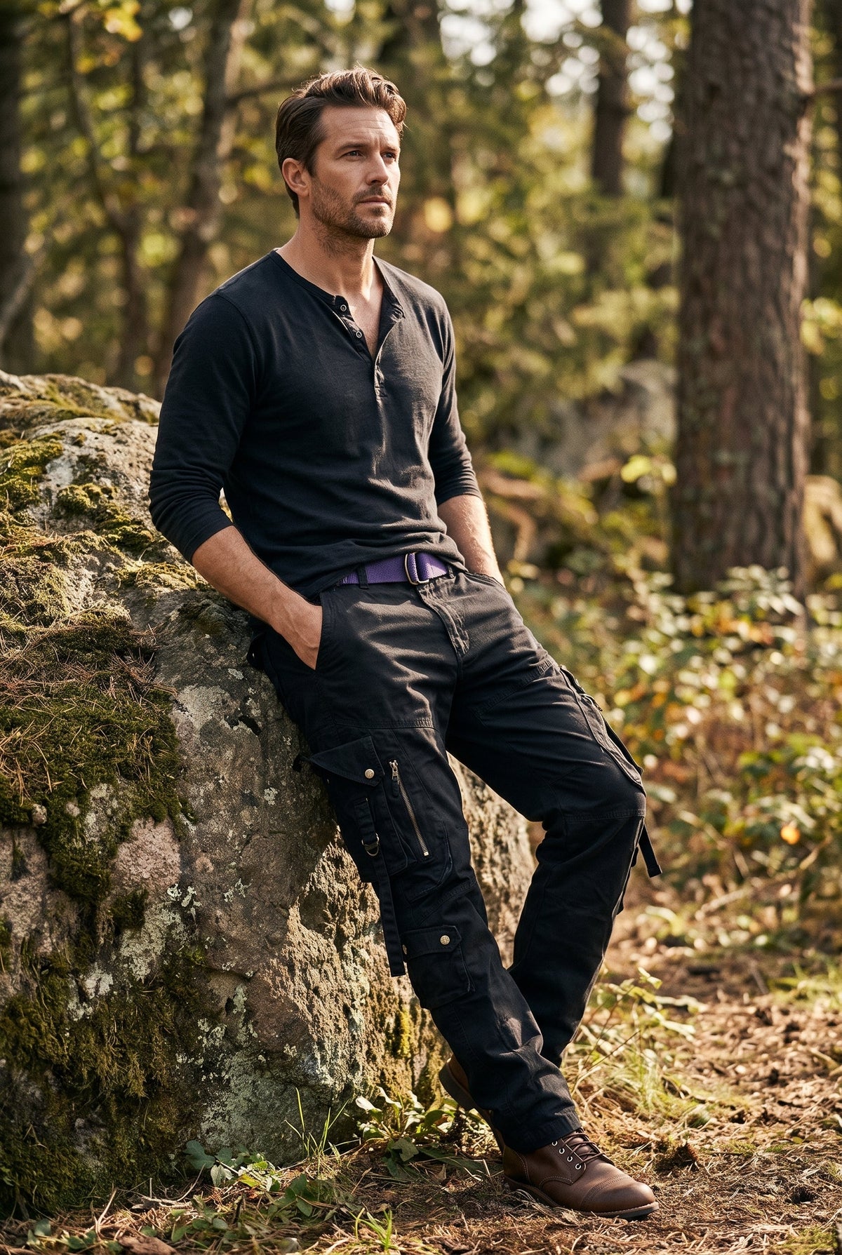 Men's Utility Cargo Pants with Belt - lifestyle