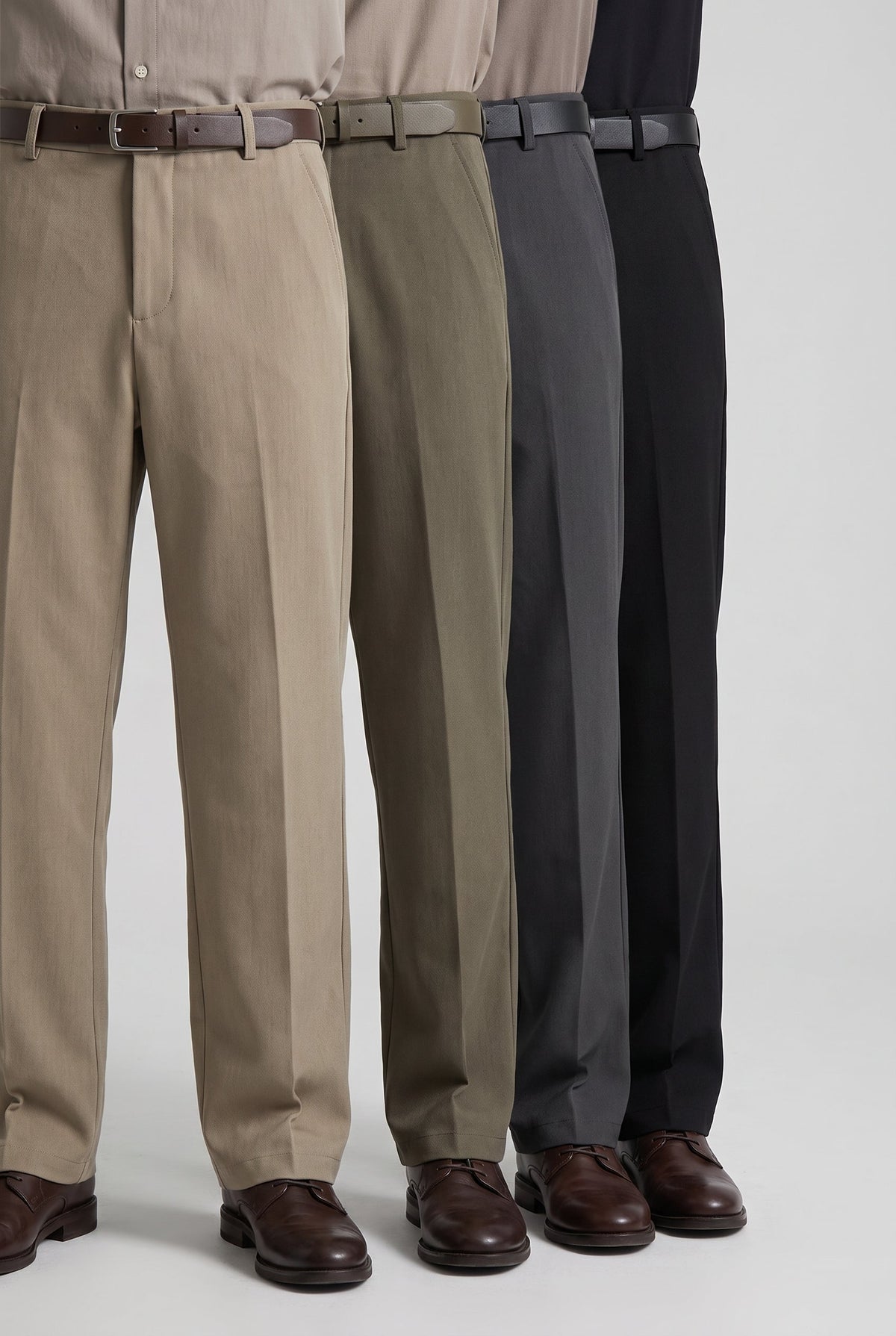Men's Classic Dress Pants with Belt - Khaki