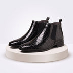 Men's Classic Faux Croc Chelsea Boots - Black
