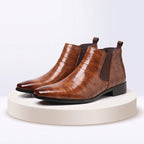 Men's Classic Faux Croc Chelsea Boots - Brown