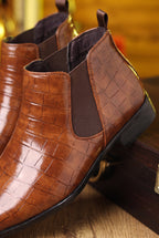 Men's Classic Faux Croc Chelsea Boots - detail closeup