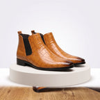 Men's Classic Faux Croc Chelsea Boots - Light Brown
