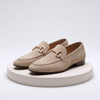 Men's Classic Loafers with Buckle Detail - Beige