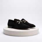 Men's Classic Loafers with Buckle Detail - Black