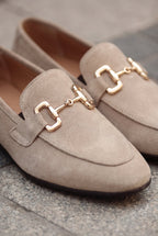 Men's Classic Loafers with Buckle Detail - detail closeup