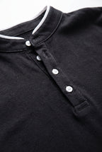 Men's Classic Long Sleeve Henley Shirt - detail closeup