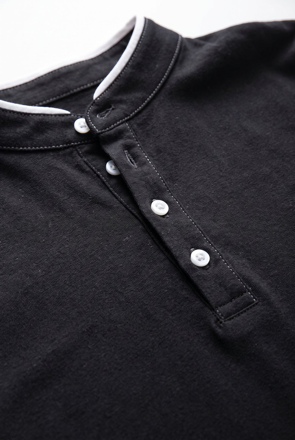 Men's Classic Long Sleeve Henley Shirt - detail closeup