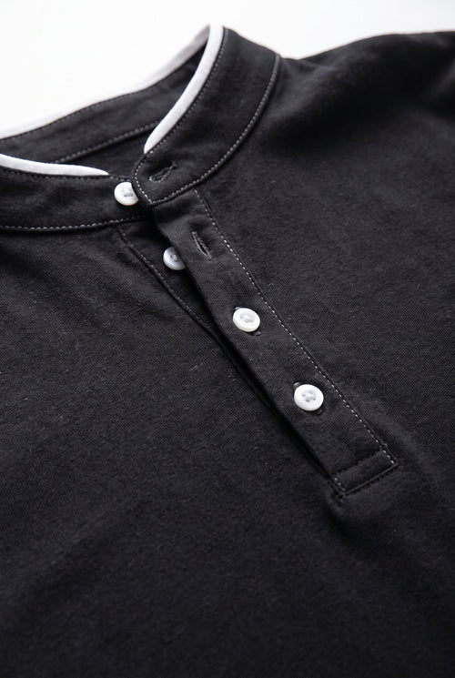 Men's Classic Long Sleeve Henley Shirt - detail closeup