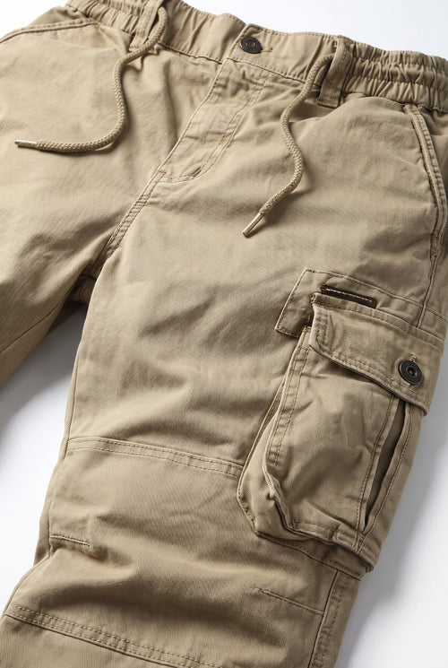 Men's Relaxed Fit Cargo Pants with Elastic Cuffs - detail closeup