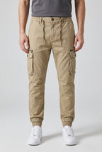 Men's Relaxed Fit Cargo Pants with Elastic Cuffs - Desert Taupe