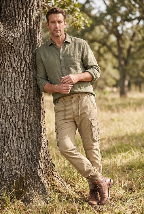 Men's Relaxed Fit Cargo Pants with Elastic Cuffs - lifestyle