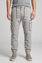 Men's Relaxed Fit Cargo Pants with Elastic Cuffs - Light Gray