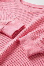 Women's Relaxed Waffle Knit Sweater - detail closeup