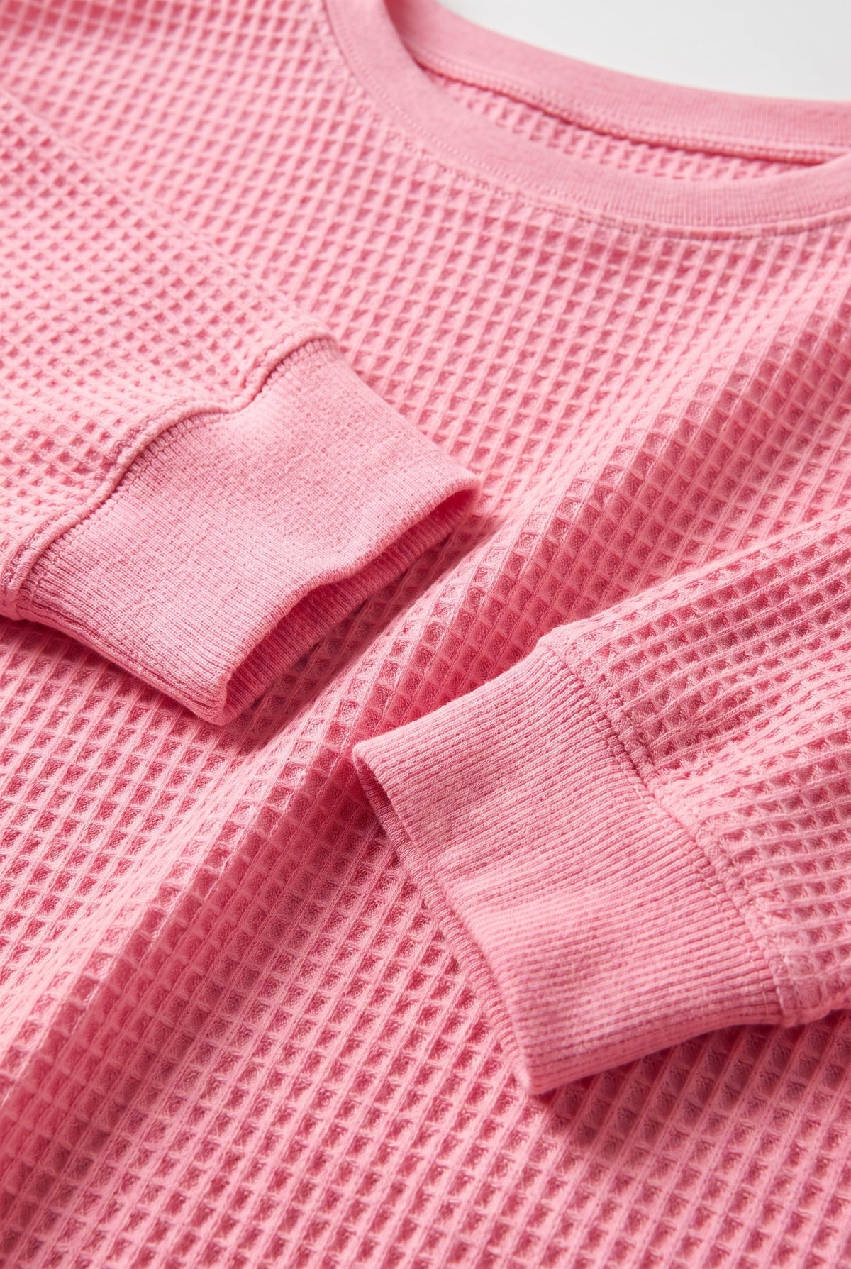 Women's Relaxed Waffle Knit Sweater - detail closeup