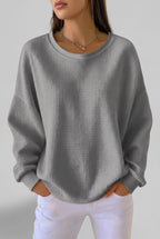 Women's Relaxed Waffle Knit Sweater - Gray