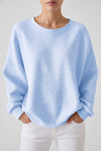 Women's Relaxed Waffle Knit Sweater - Sky Blue