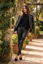 Women's Stylish Skinny Moto Jeans - lifestyle