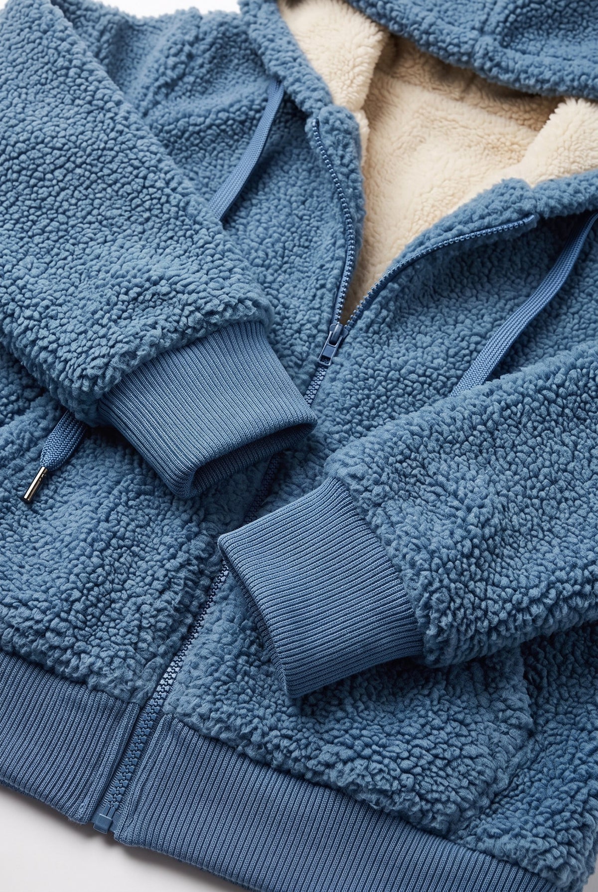 Women's Cozy Fleece Hoodie with Soft Sherpa Lining - detail closeup