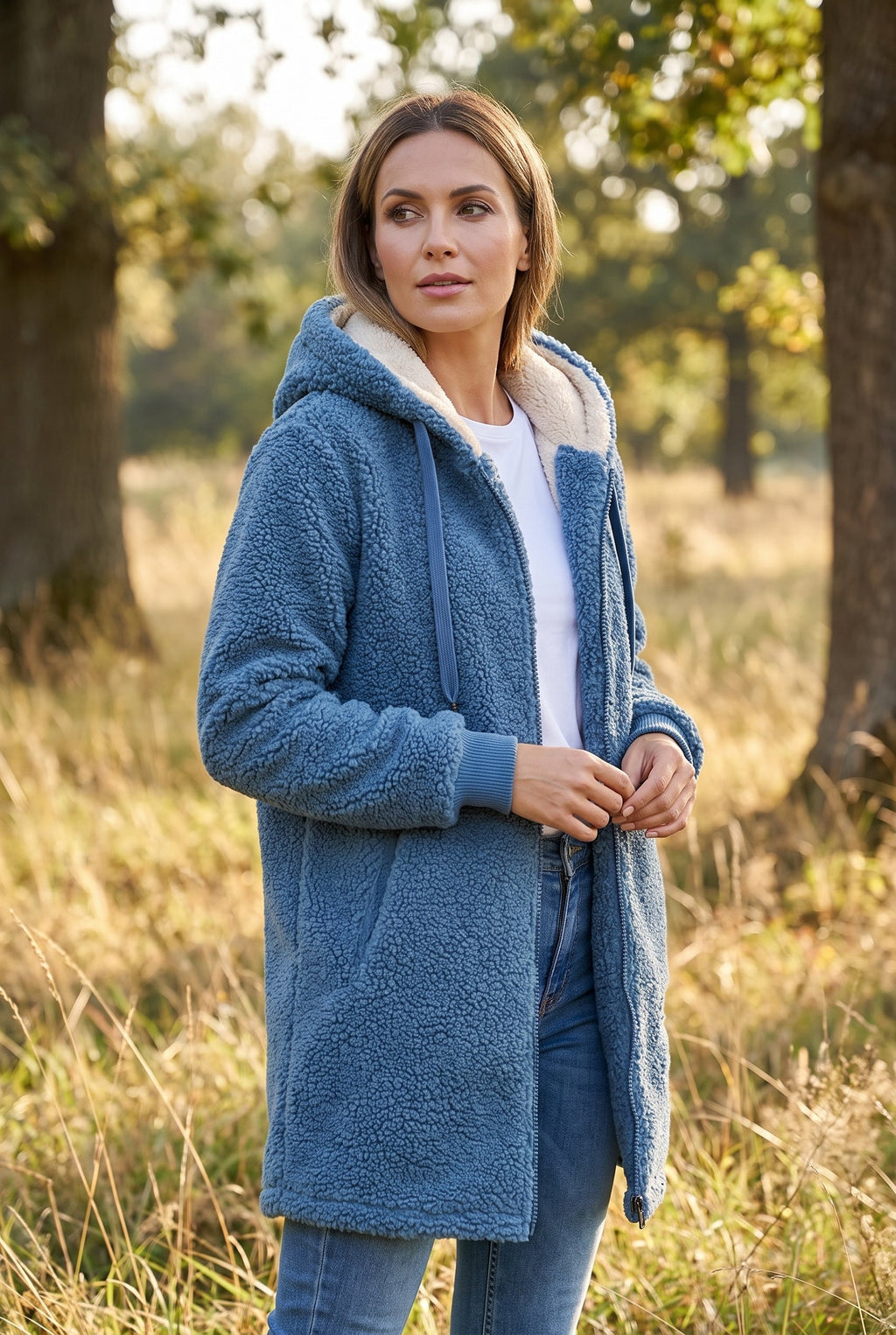 Women's Cozy Fleece Hoodie with Soft Sherpa Lining - lifestyle