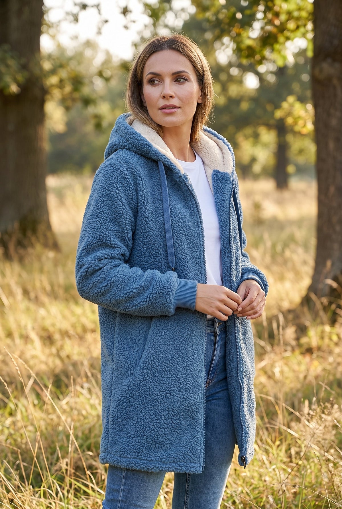 Women's Cozy Fleece Hoodie with Soft Sherpa Lining - lifestyle