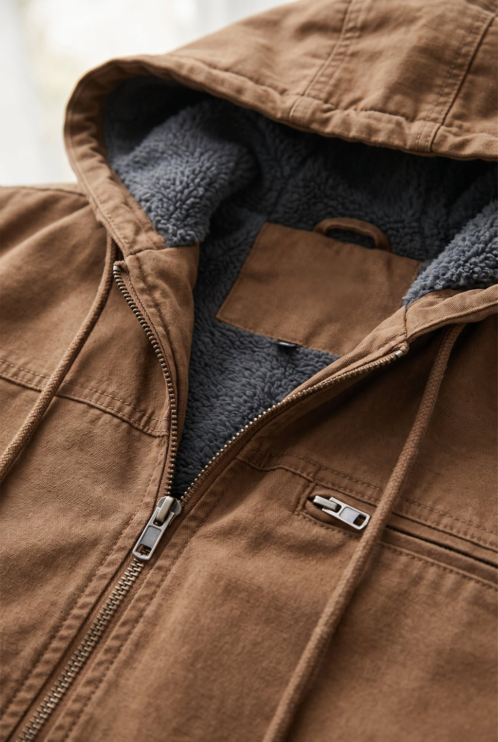 Men's Full Zip Fleece Hoodie Jacket - detail closeup