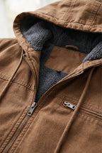 Men's Full Zip Fleece Hoodie Jacket - detail closeup