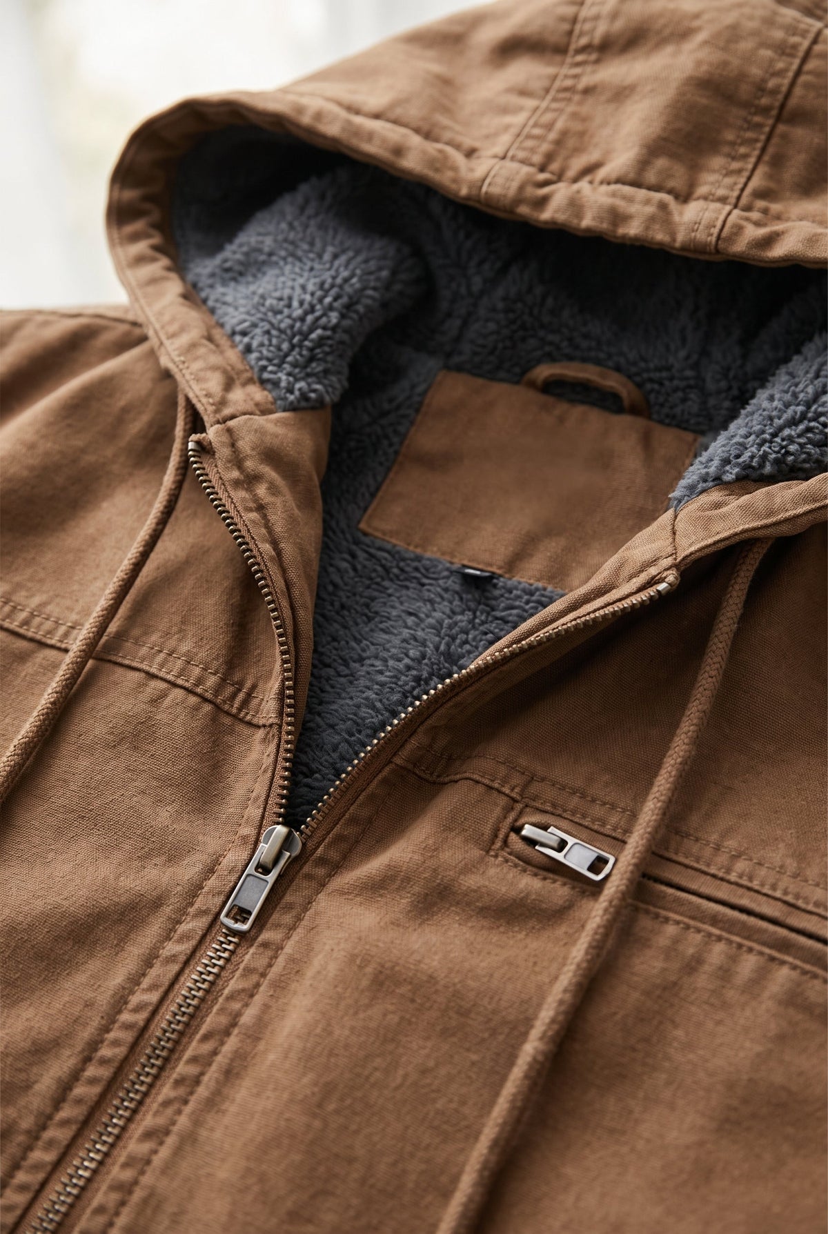 Men's Full Zip Fleece Hoodie Jacket - detail closeup