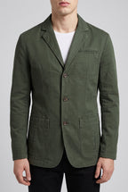 Men's Casual Blazer with Button Detail - Army Green