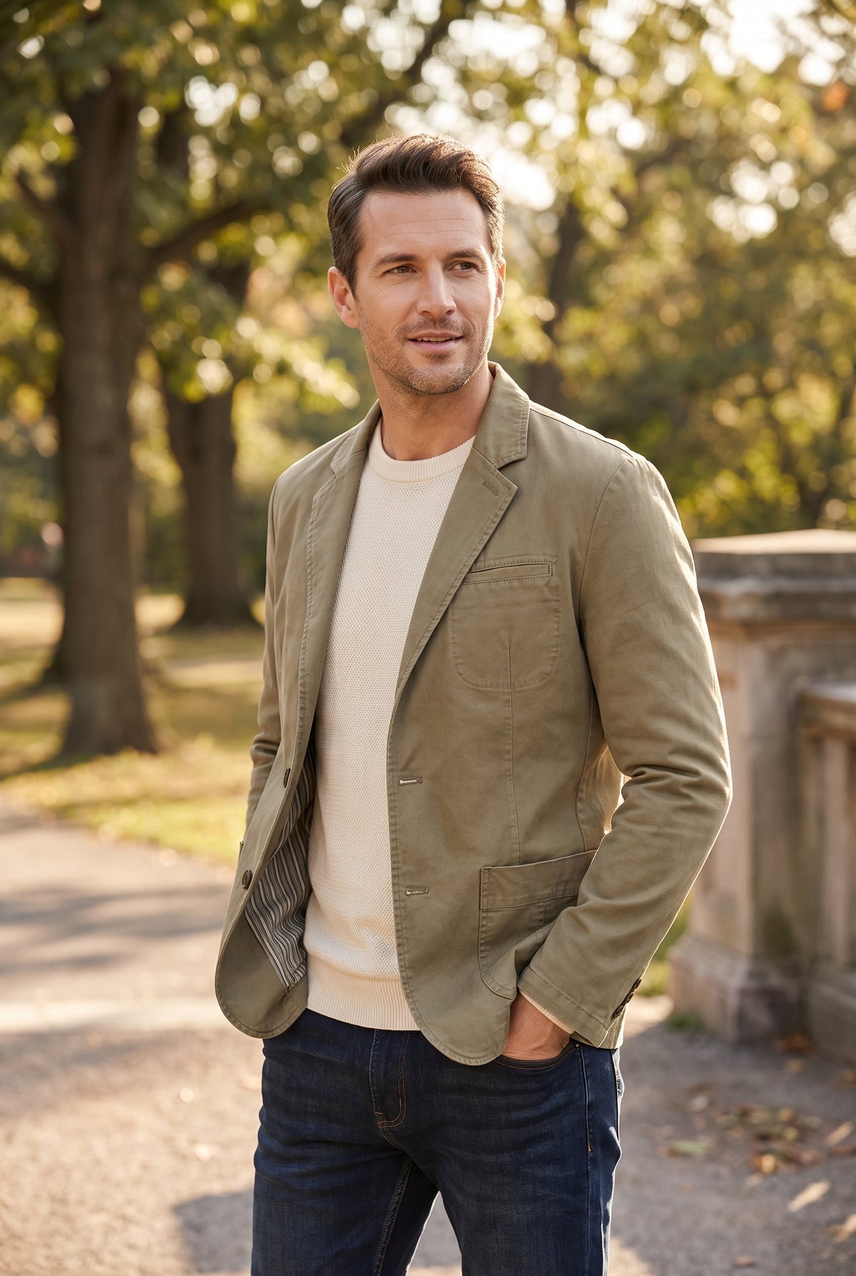 Men's Casual Blazer with Button Detail - lifestyle