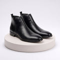 Men's Sleek Leather Chelsea Boots - Black