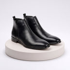Men's Sleek Leather Chelsea Boots - Black