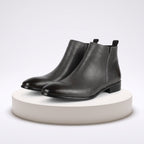 Men's Sleek Leather Chelsea Boots - Dark Grey