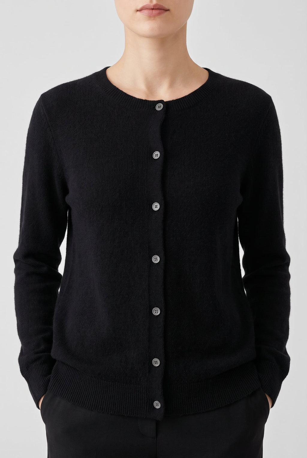 Women's Cozy Button-Up Cardigan - Black