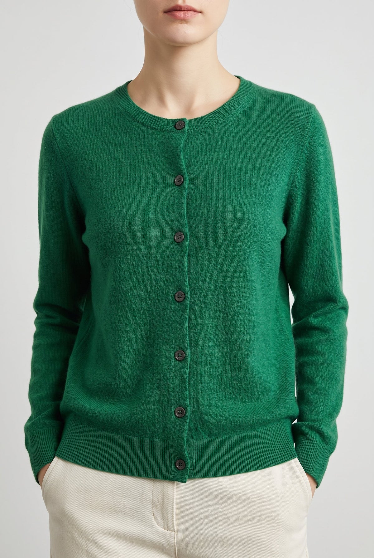 Women's Cozy Button-Up Cardigan - Dark green
