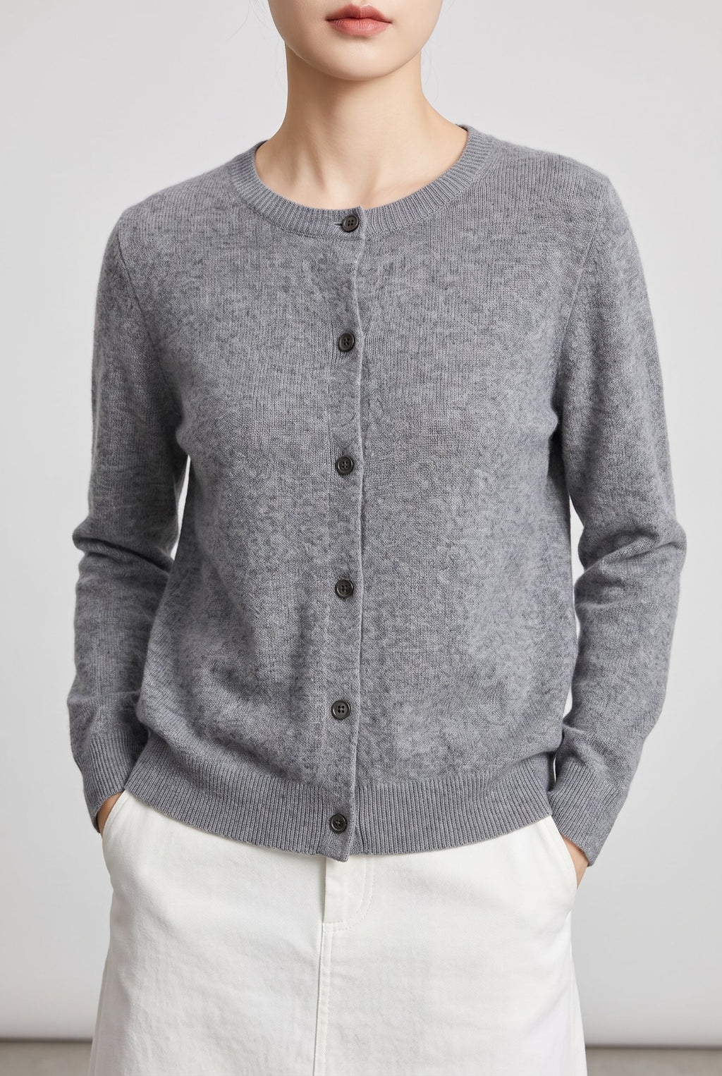 Women's Cozy Button-Up Cardigan - Grey