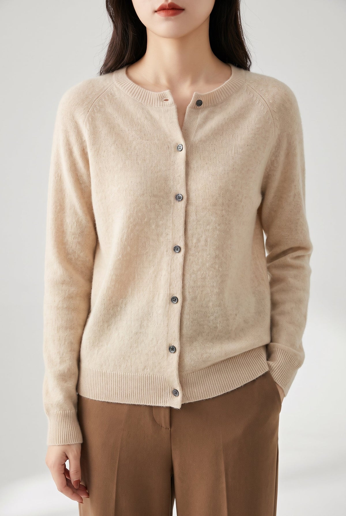 Women's Cozy Button-Up Cardigan - Khaki