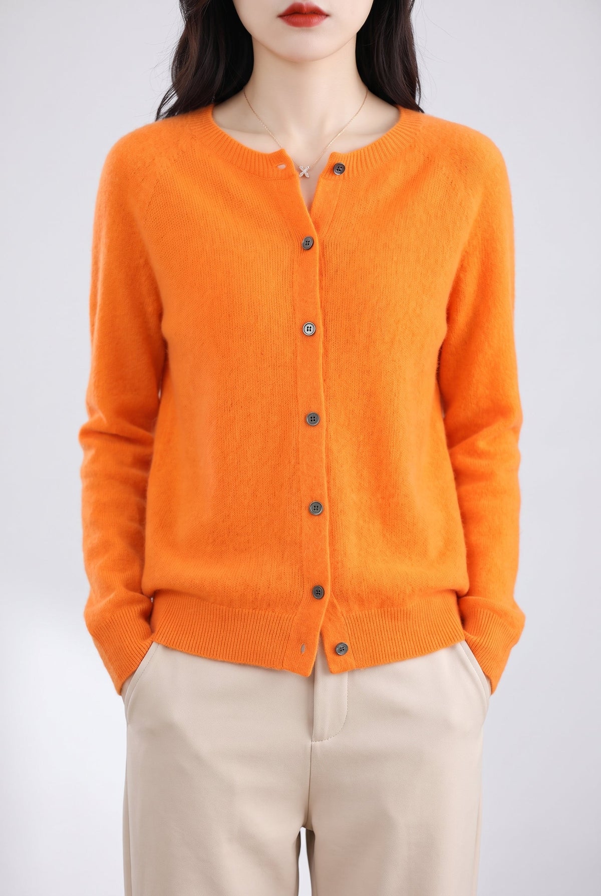 Women's Cozy Button-Up Cardigan - Orange