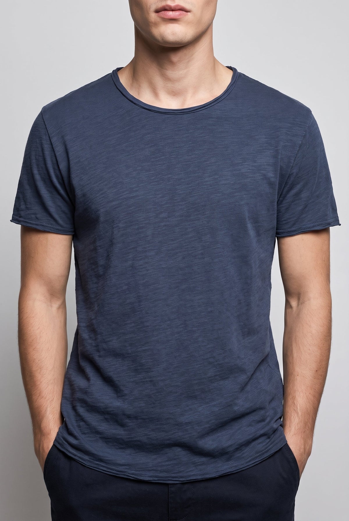 Men's Casual Cotton T-Shirt - Navy Blue